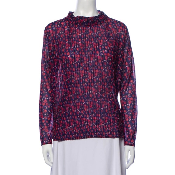 Sandro Tops - Sandro pleated floral turtleneck blouse size S